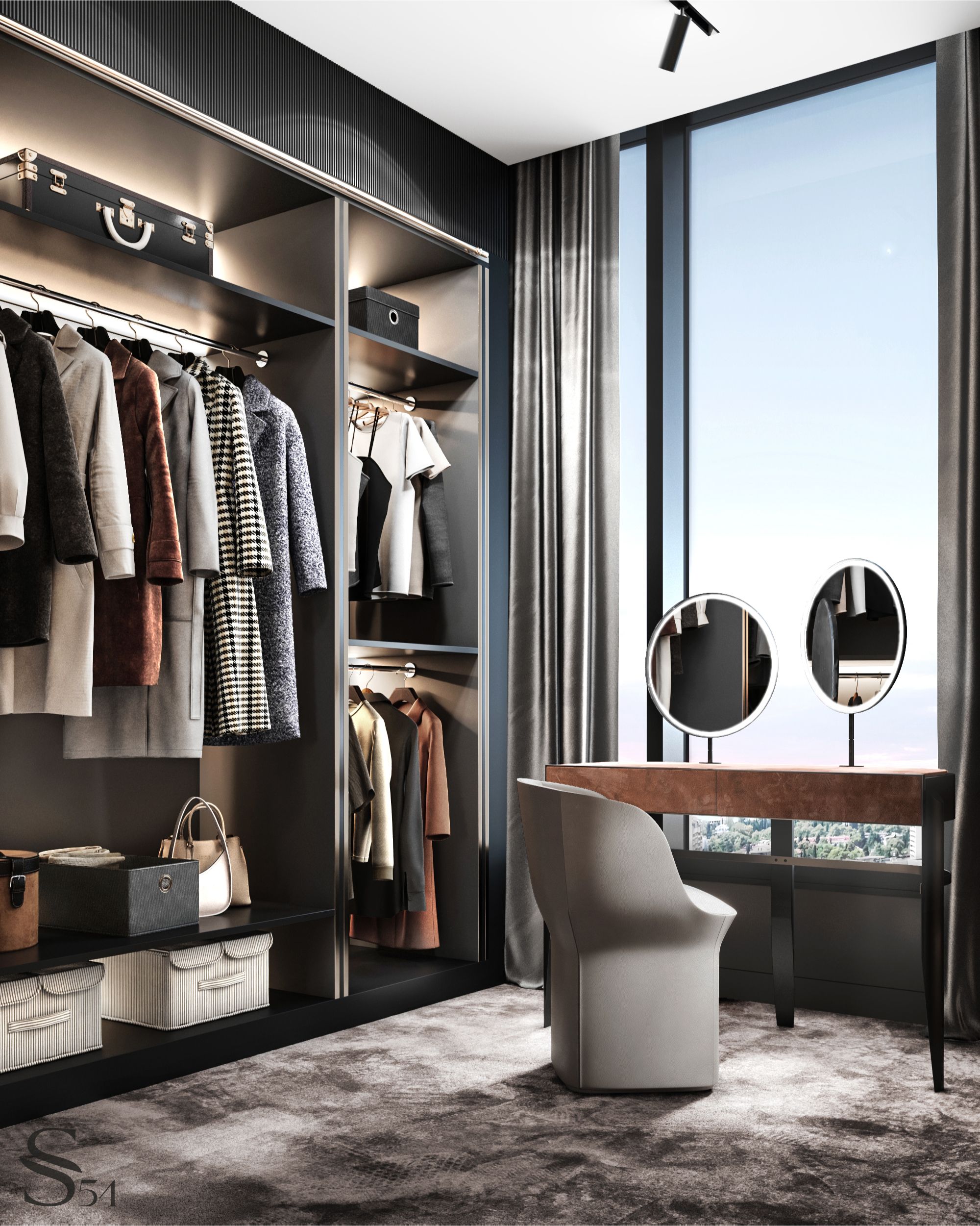 Main wardrobe for a couple
Main wardrobe for a couple