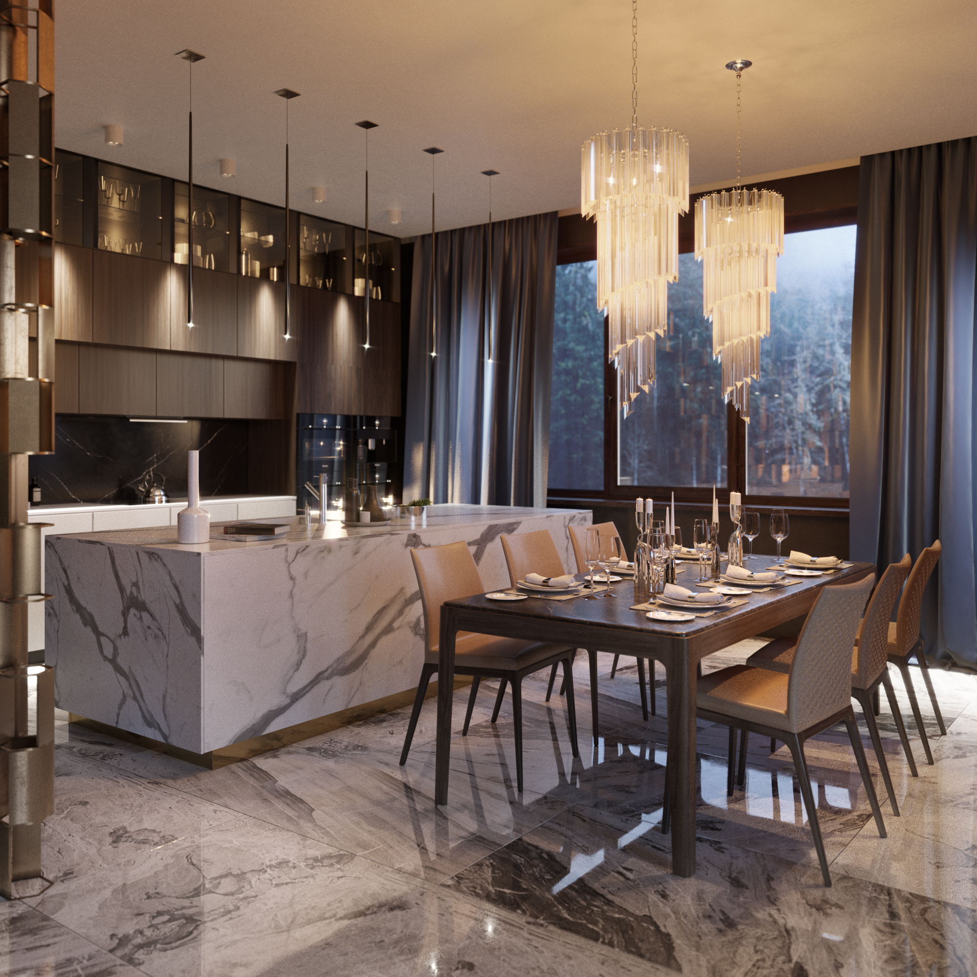 Luxury interior design for a two-story mansion by Studia 54