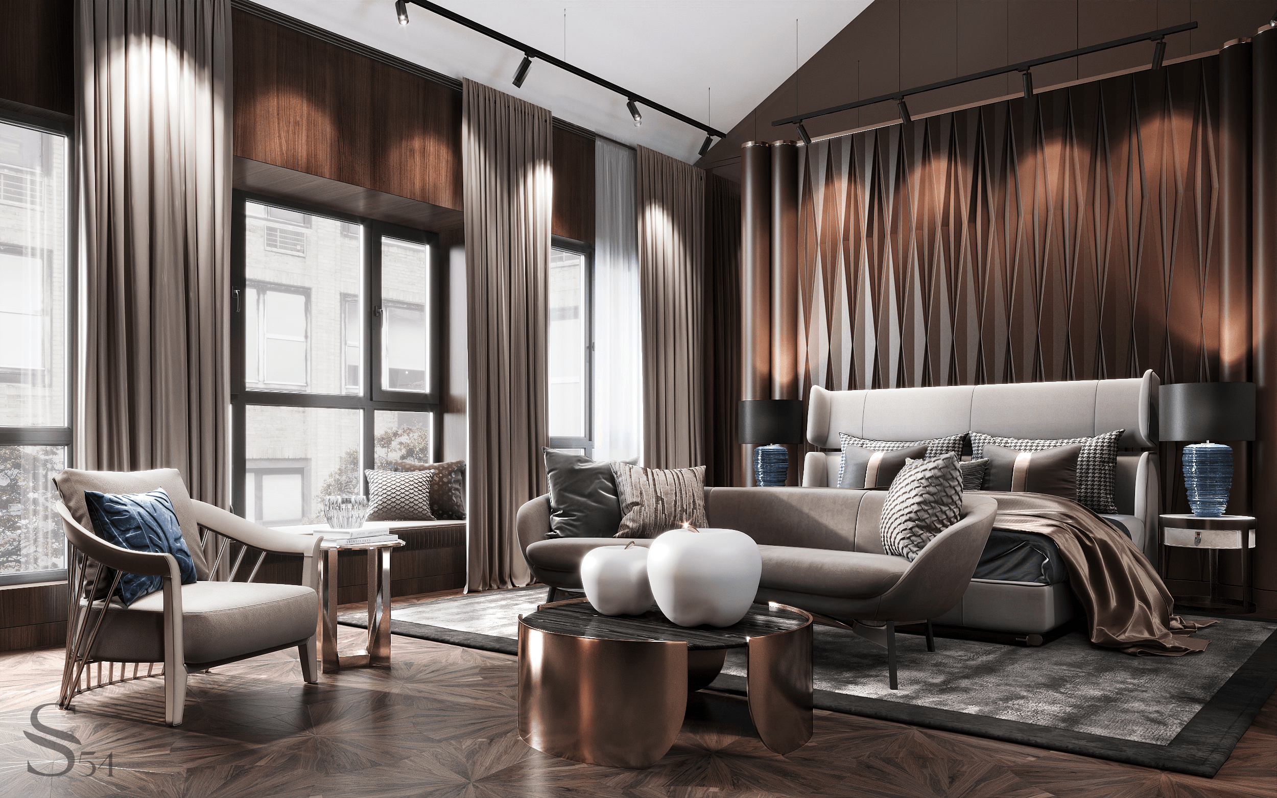 Exclusive interior design by Studia 54 for a duplex apartment in Beijing