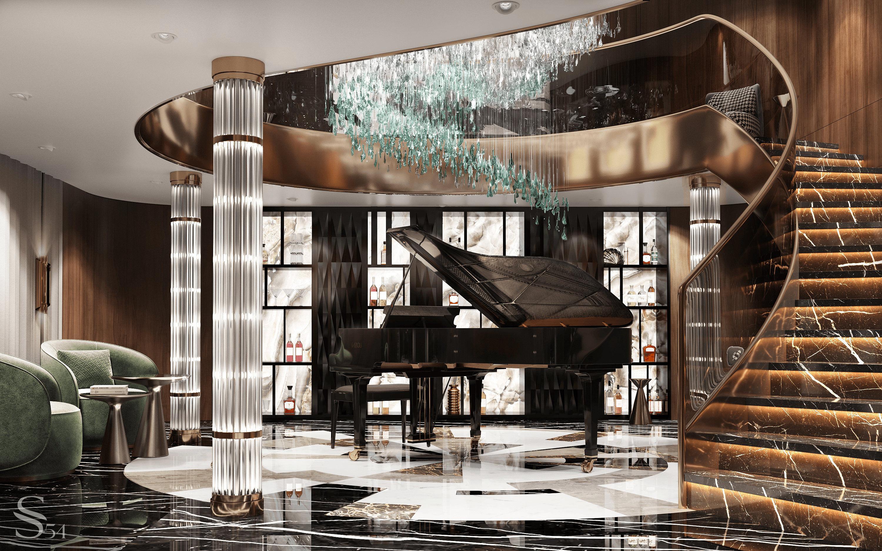 Business class design project for a hotel lobby in Tokyo by Studia 54