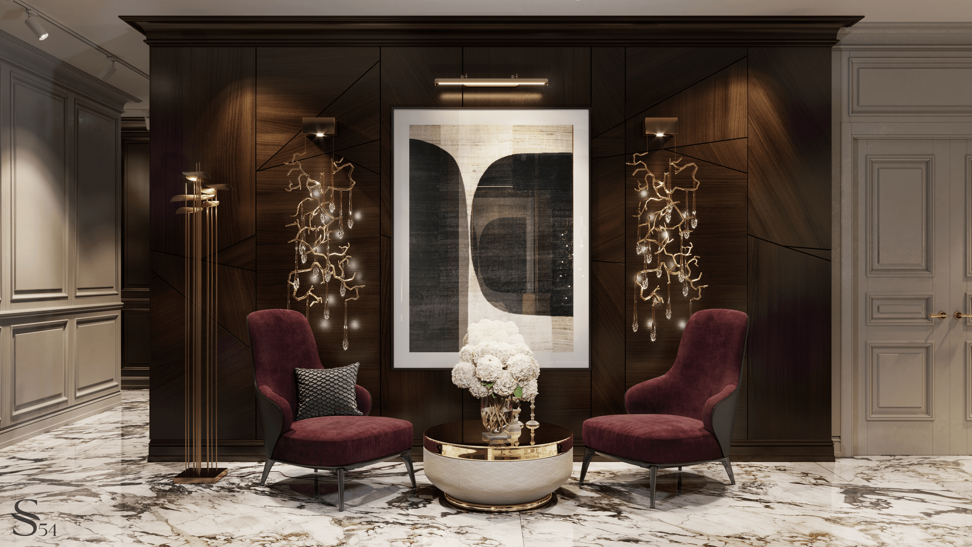Interior design of a chic apartment by Studia 54 in elite residential complex Interior design of a chic apartment by Studia 54 in elite residential complex