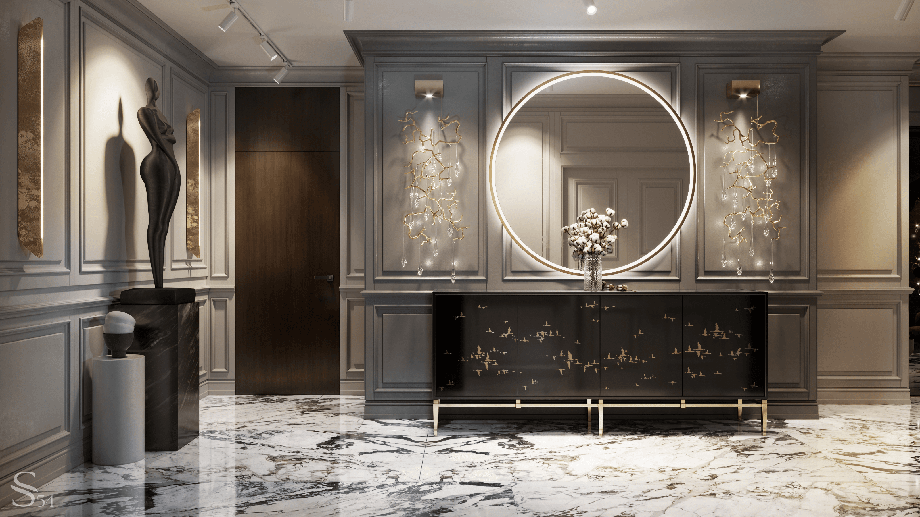 Interior design of a chic apartment by Studia 54 in elite residential complex Interior design of a chic apartment by Studia 54 in elite residential complex