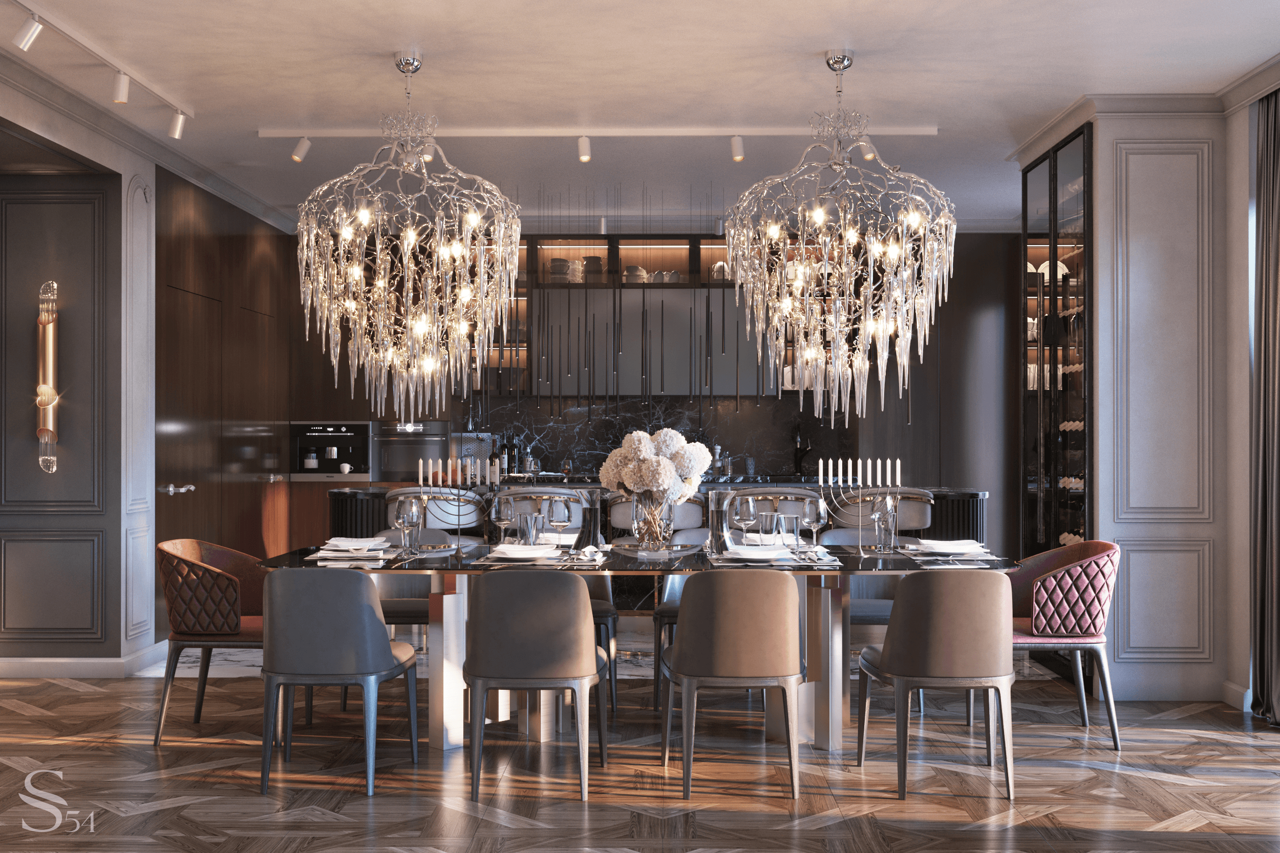 Interior design of a chic apartment by Studia 54 in elite residential complex Interior design of a chic apartment by Studia 54 in elite residential complex