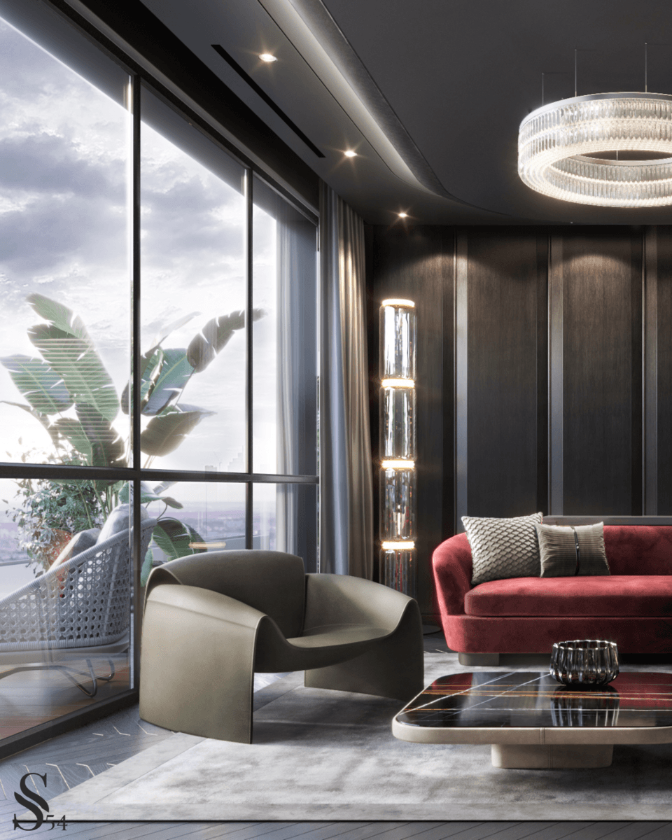 Luxury interior design by Studia 54 for the public space of a house in Kaliningrad