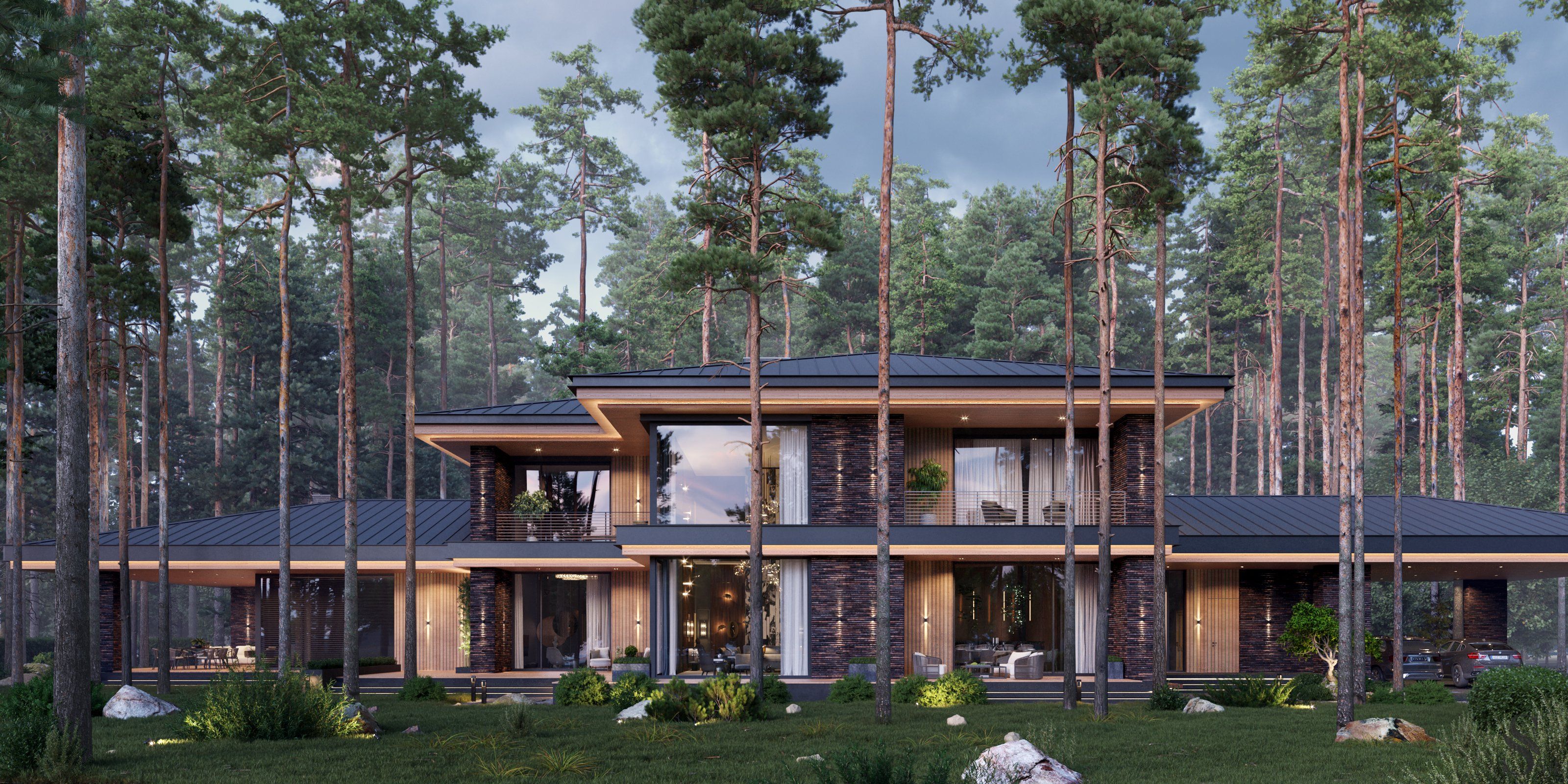 Facade is made of clinker bricks and heat-treated wood Facade is made of clinker bricks and heat-treated wood