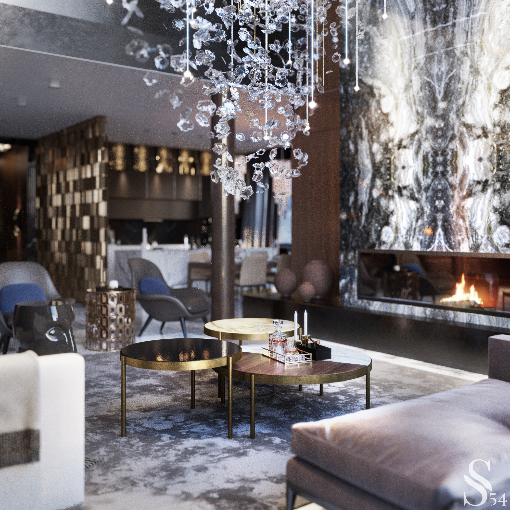 Luxury interior design for a two-story mansion by Studia 54